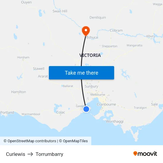 Curlewis to Torrumbarry map