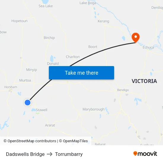 Dadswells Bridge to Torrumbarry map
