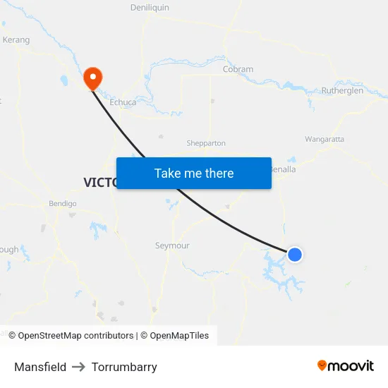 Mansfield to Torrumbarry map