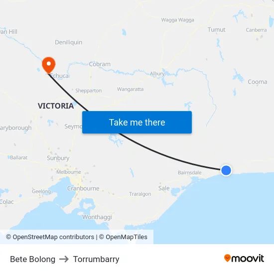 Bete Bolong to Torrumbarry map