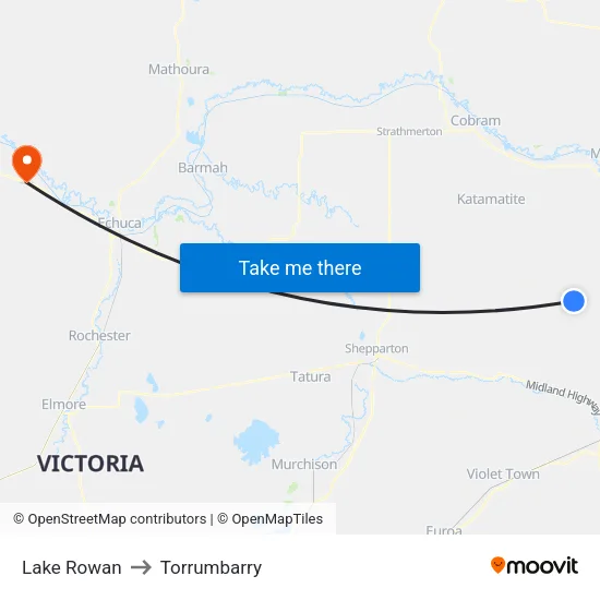 Lake Rowan to Torrumbarry map