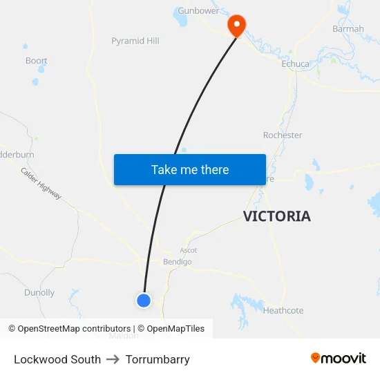 Lockwood South to Torrumbarry map