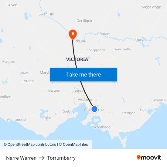 Narre Warren to Torrumbarry map