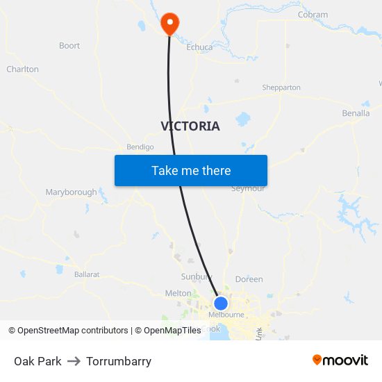 Oak Park to Torrumbarry map