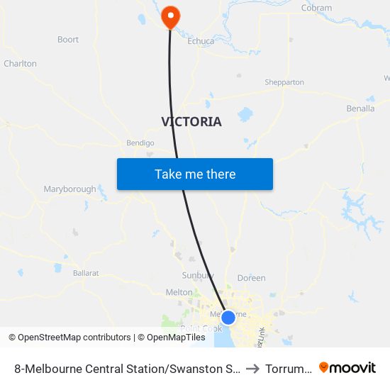 8-Melbourne Central Station/Swanston St (Melbourne City) to Torrumbarry map