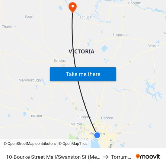 10-Bourke Street Mall/Swanston St (Melbourne City) to Torrumbarry map