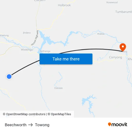 Beechworth to Towong map