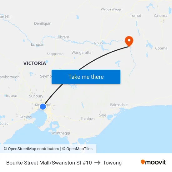 Bourke Street Mall/Swanston St #10 to Towong map