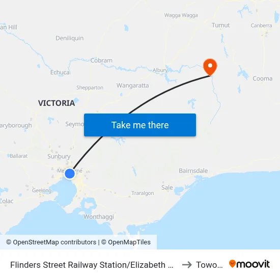 Flinders Street Railway Station/Elizabeth St #1 to Towong map