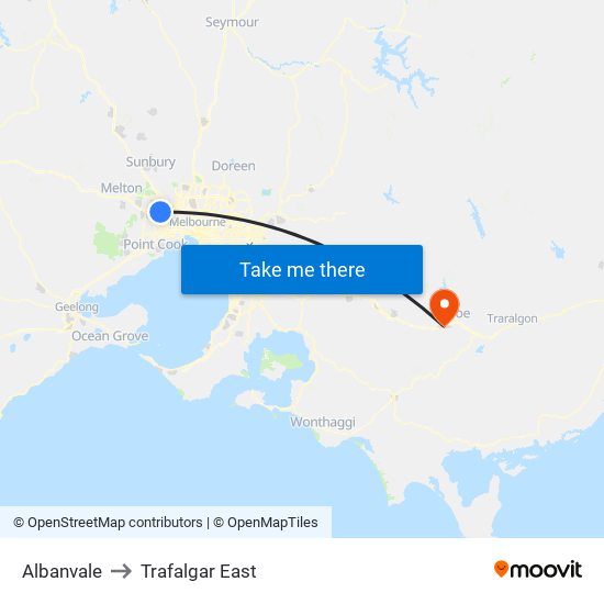 Albanvale to Trafalgar East map