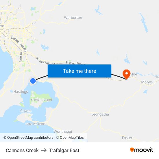 Cannons Creek to Trafalgar East map