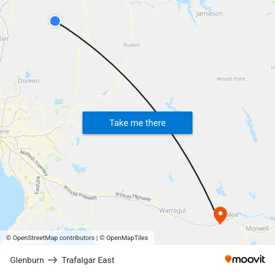 Glenburn to Trafalgar East map