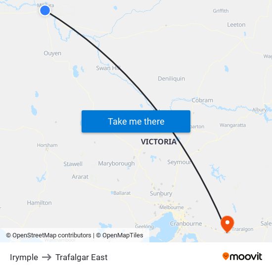 Irymple to Trafalgar East map