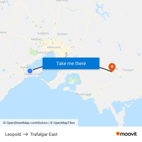 Leopold to Trafalgar East map