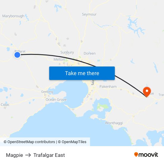 Magpie to Trafalgar East map