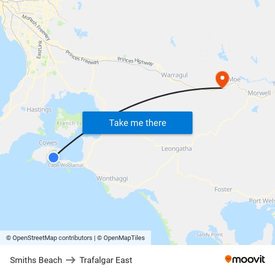 Smiths Beach to Trafalgar East map