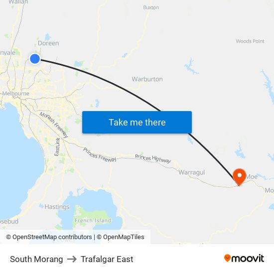 South Morang to Trafalgar East map