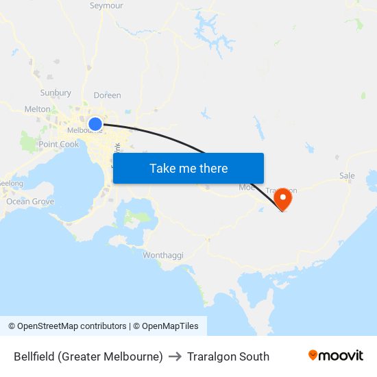 Bellfield (Greater Melbourne) to Traralgon South map