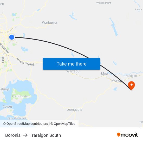 Boronia to Traralgon South map