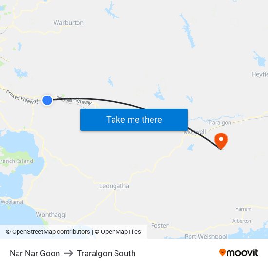 Nar Nar Goon to Traralgon South map