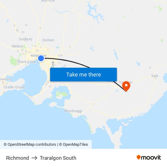 Richmond to Traralgon South map