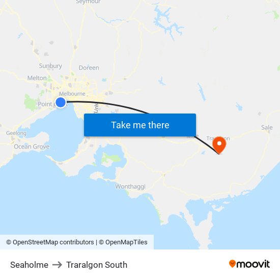 Seaholme to Traralgon South map