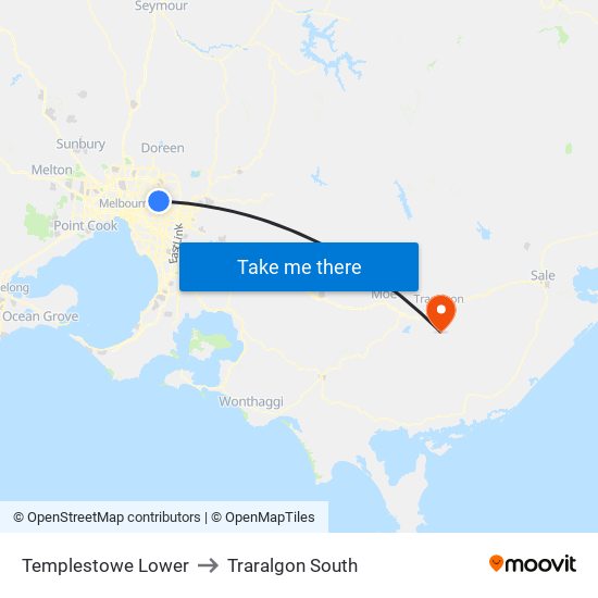 Templestowe Lower to Traralgon South map