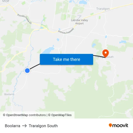 Boolarra to Traralgon South map