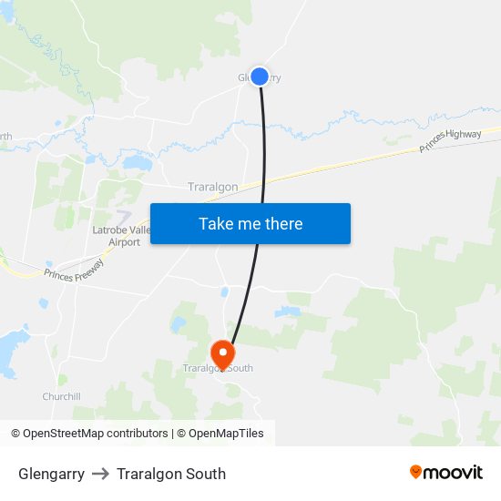 Glengarry to Traralgon South map