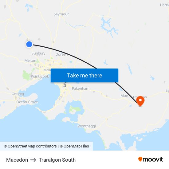 Macedon to Traralgon South map