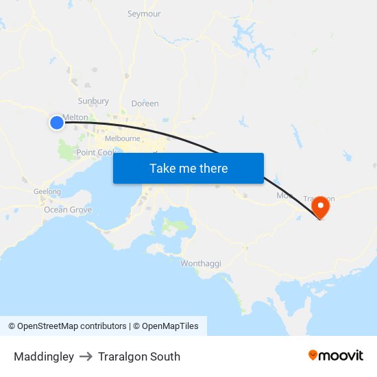 Maddingley to Traralgon South map