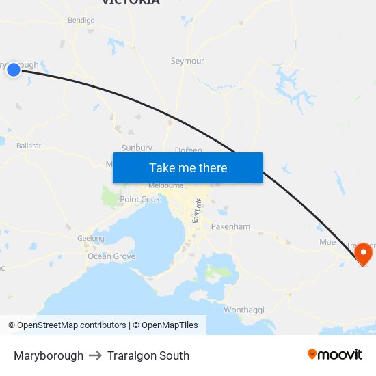 Maryborough to Traralgon South map