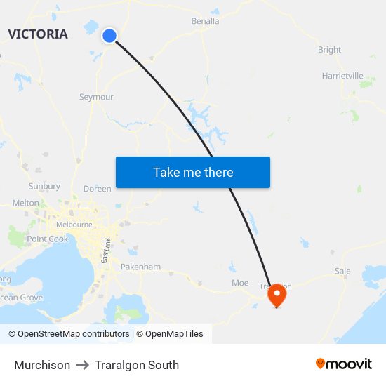 Murchison to Traralgon South map