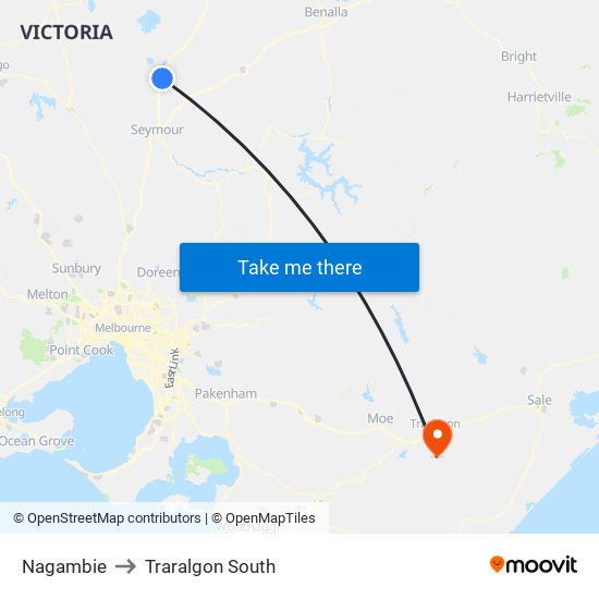 Nagambie to Traralgon South map