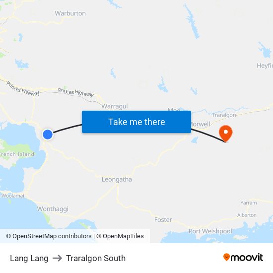 Lang Lang to Traralgon South map