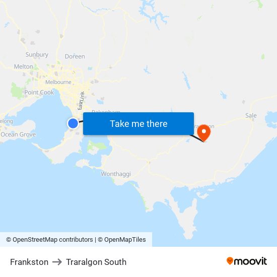 Frankston to Traralgon South map