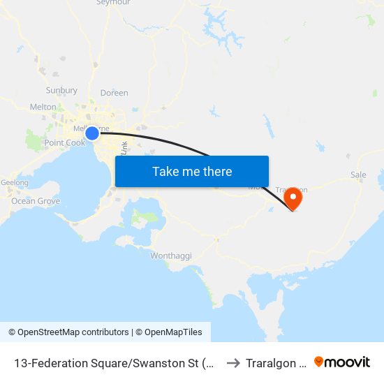 13-Federation Square/Swanston St (Melbourne City) to Traralgon South map