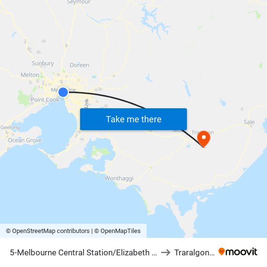 5-Melbourne Central Station/Elizabeth St (Melbourne City) to Traralgon South map