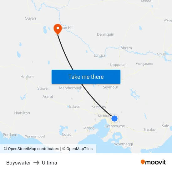 Bayswater to Ultima map