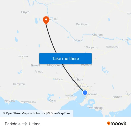 Parkdale to Ultima map