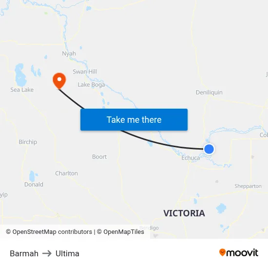 Barmah to Ultima map