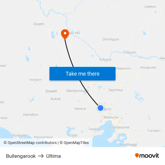 Bullengarook to Ultima map