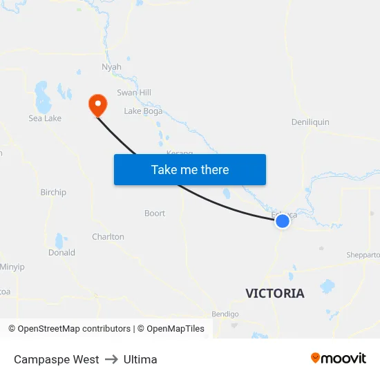 Campaspe West to Ultima map