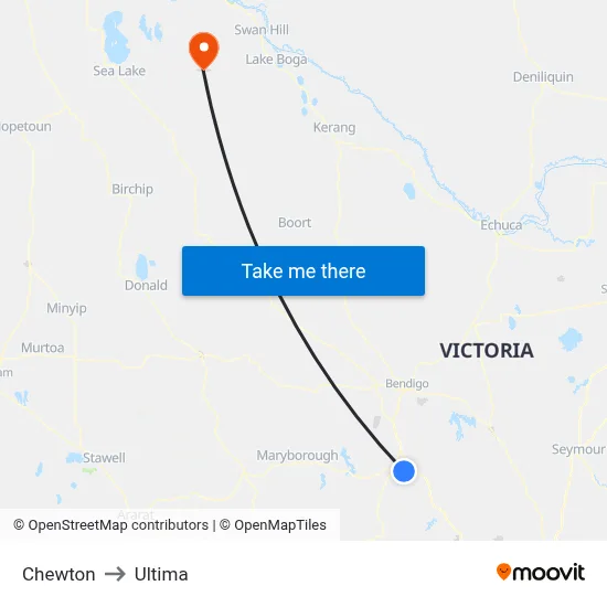 Chewton to Ultima map