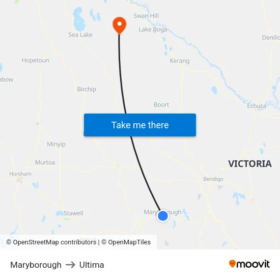 Maryborough to Ultima map