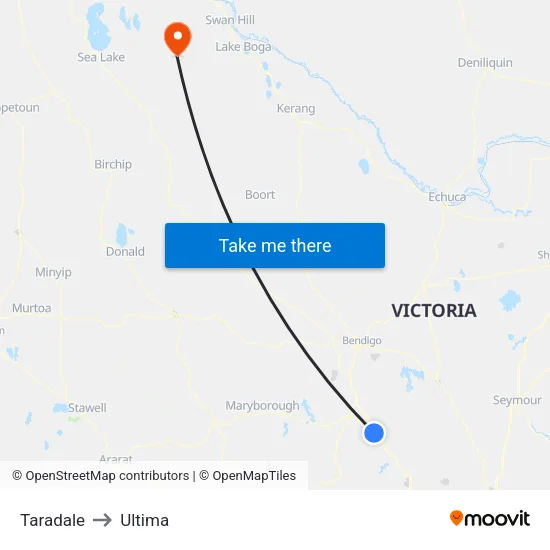 Taradale to Ultima map