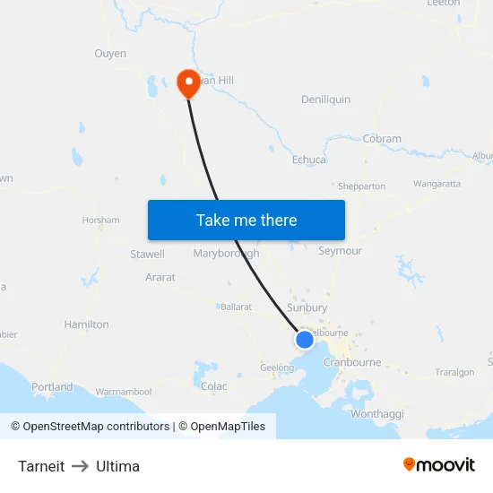 Tarneit to Ultima map