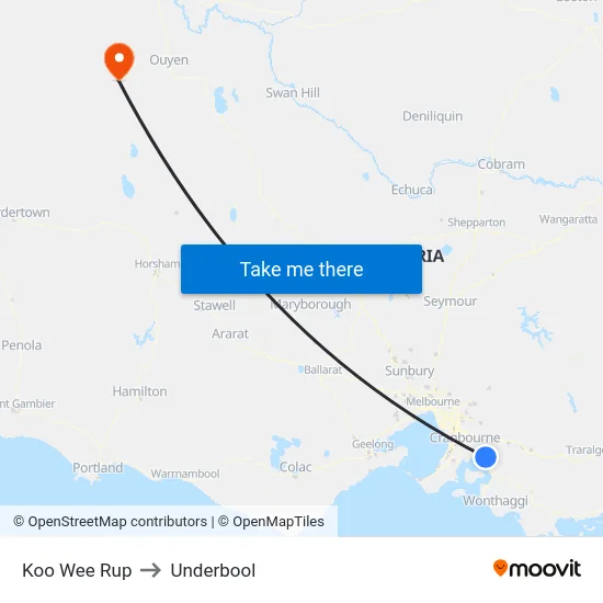 Koo Wee Rup to Underbool map