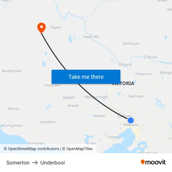 Somerton to Underbool map
