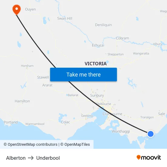 Alberton to Underbool map